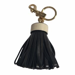 COACH LEATHER TASSEL BAG CHARM GOLD/BLACK/IVORY COACH STYLE # F58505